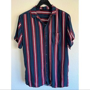 Cotton On Vertical Striped Shirt, navy blue, dark red, medium